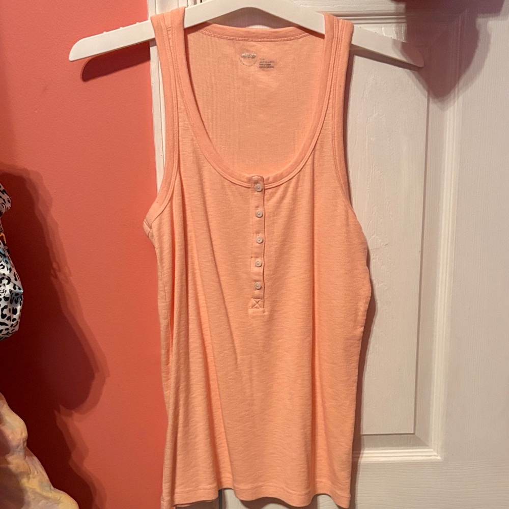 Aerie Light Coral Button-Front Tank Top